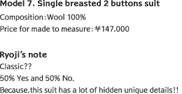 Model 7. Single breasted 2 buttons suit
