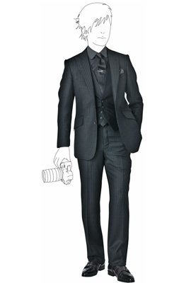 Model 4. Single breasted 2 buttons 3 piece suit
