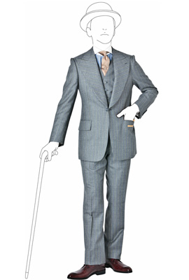 Model 6. Single breasted 1 button 3 piece suit