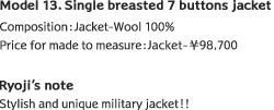 Model 13. Single breasted 7 buttons jacket