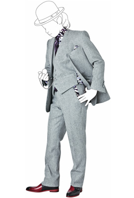 Model 8. Single breasted 1 button 3 piece suit